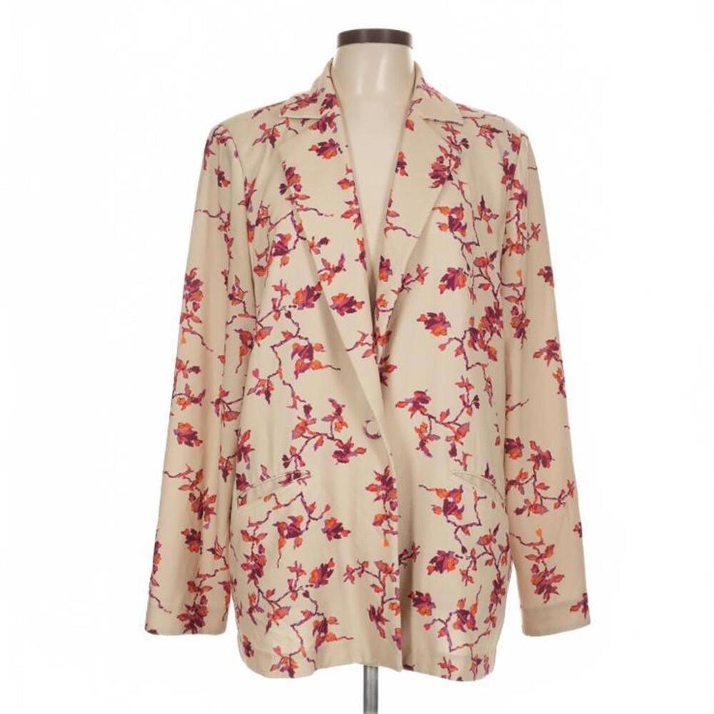 HOFMANN COPENHAGEN 'Romi' Beige Tan Red Floral Blazer Jacket SIZE 40 / US 8
